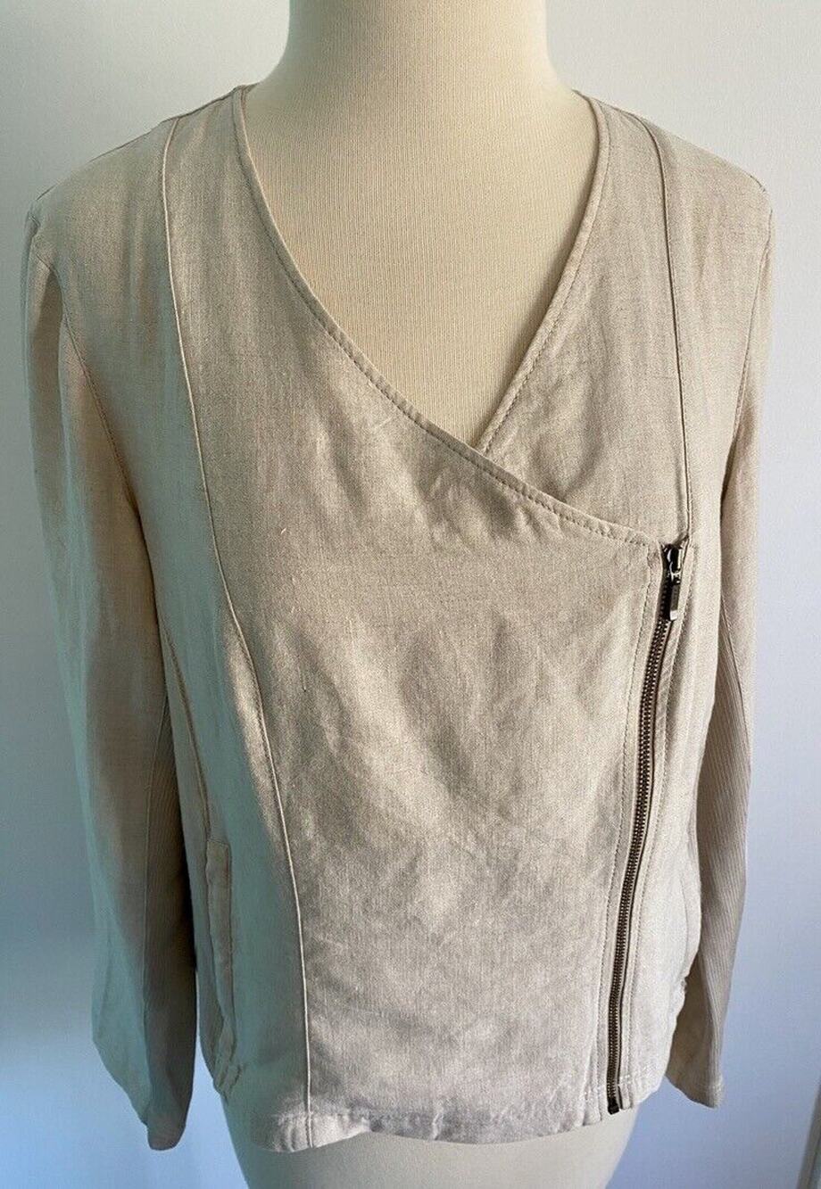 Medium (40) Miss Captain Beige Crop Zip Jacket